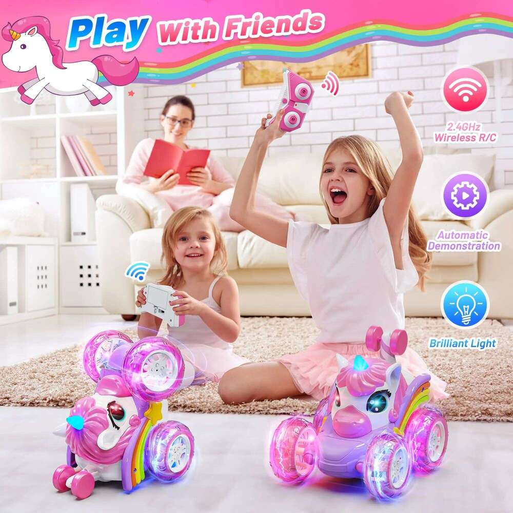 2.4G RC for Girls Remote Control Stunt Car with Lights, Drift, Chase, Twist Dance, Fun Birthday & Holiday Gift C260306