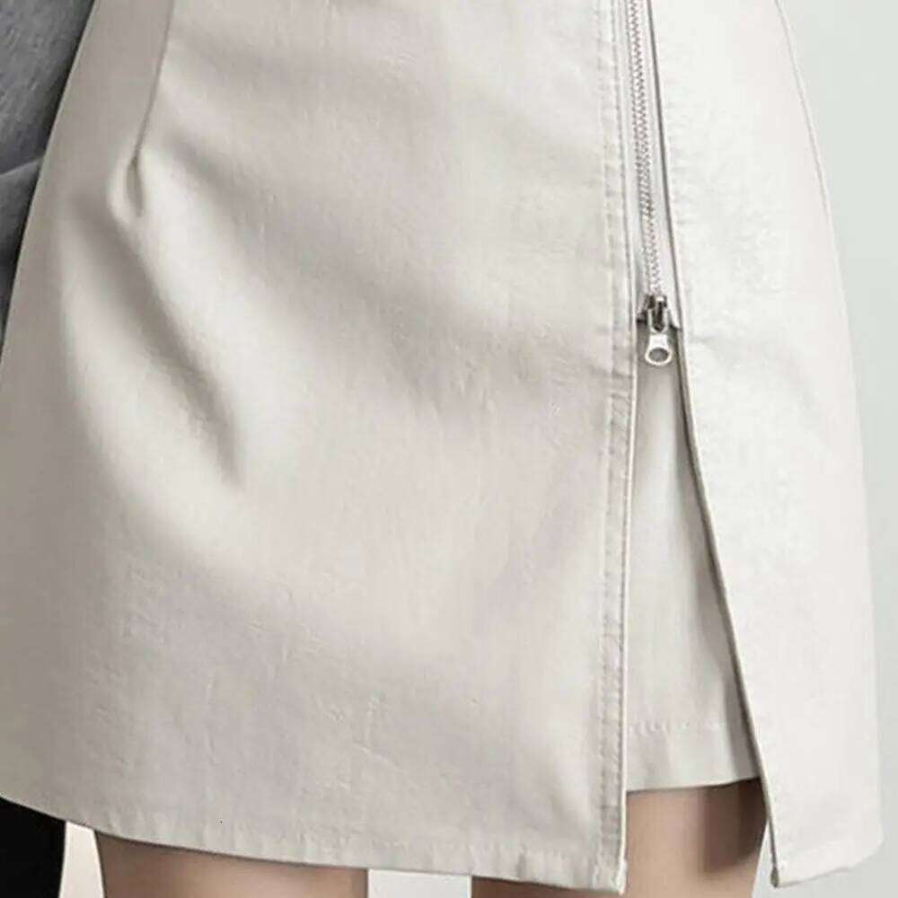 Solid Color High Waist Zipper Split Faux Leather Dress-up Irregular Club Lady Mini Skirt Women Clothes XJ260309