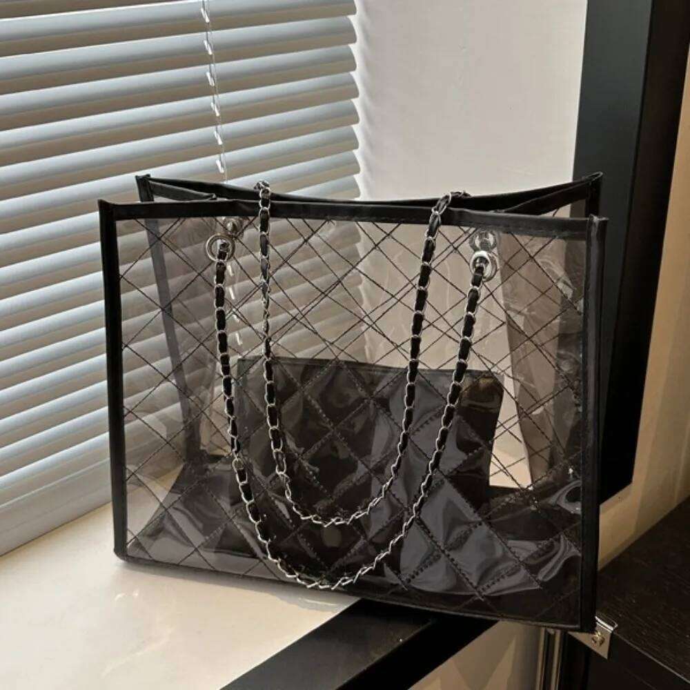 Large Capacity Transparent Shoulder Summer Underarm Waterproof Composite Bag Korean Style Storage Beach Portable Tote H260309