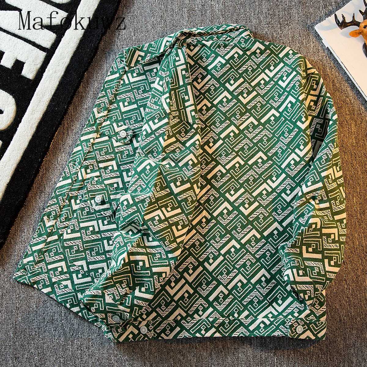 American Retro Plaid Jackets Mens Handsome High Street Loose Casual Workwear Jacket Tops Men Overcoat Male Clothes M260309