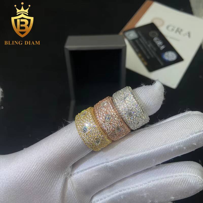 Hot Sale High Quality Diamond Ring 925 Silver Moissanite Rings Iced Out Moissanite Hip Hop Style Jewelry Pass Diamond Test GRA
