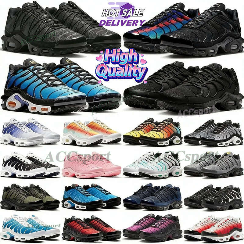 tn shoe running shoes sneakers mens trainers tns Triple Black White Hyper Blue women men outdoor sports sneaker with Cushioning Breathable Lightweight Support
