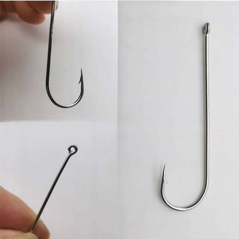 Ackibbik 100pcs Long Shank Live Bait Sea Fishing Worm Hook Freshwater Fishhook for Bass Trout Catfish S260305