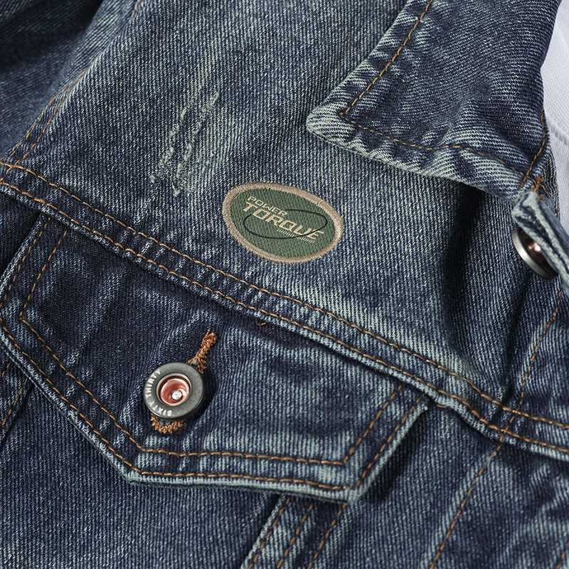 Korean Fashion Stylish Retro Cotton Outerwear Men Single Breasted Casual Jacket Spring Autumn Embroidered Jeans Coat a54 M260309