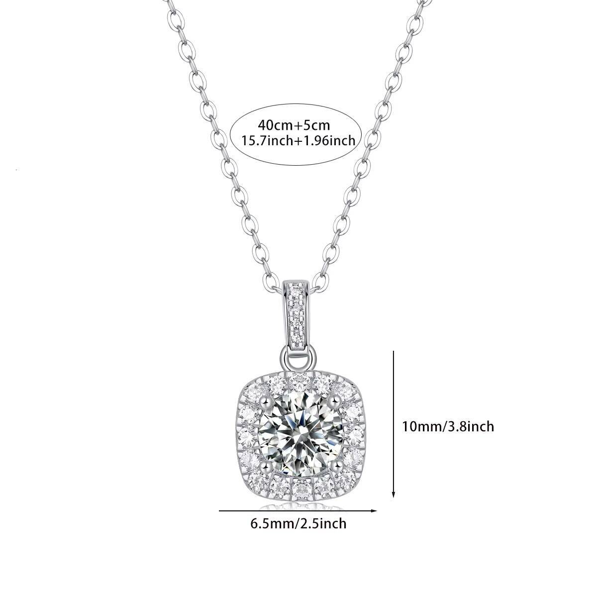 9 Wholesale 925 Silver Pass Diamond Tester Jewelry Fine 03 to 3CT VVS1 D Color Moissanite Square Pendant Necklaces for Women