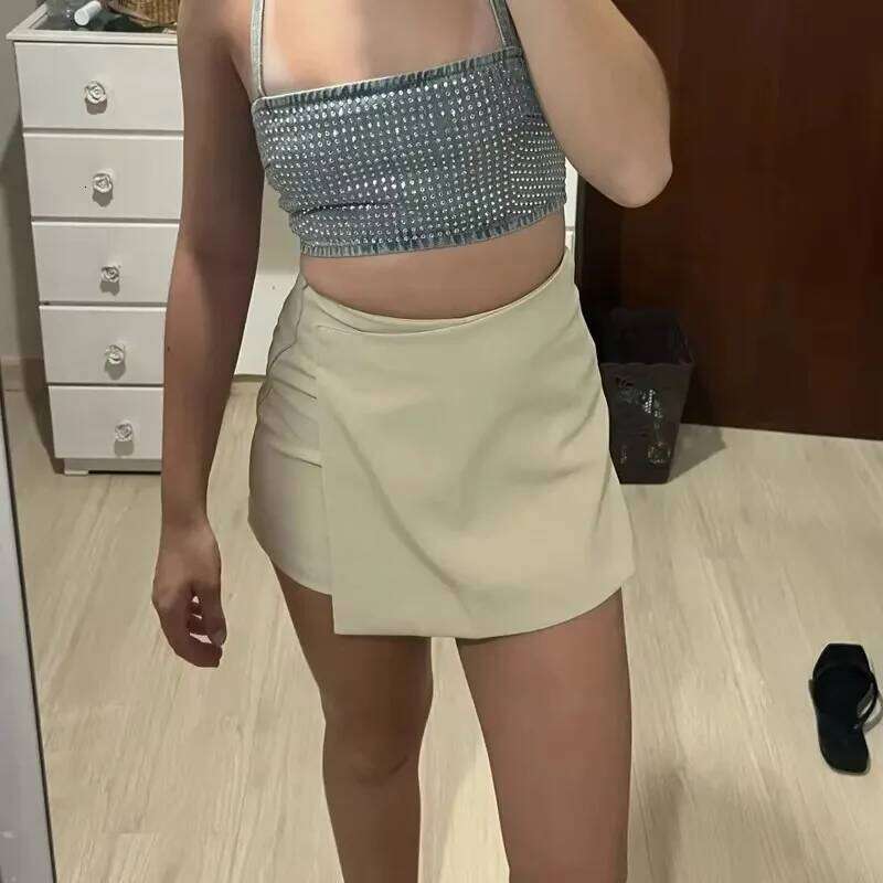 MUJER 2025 Asymmetric Skort for Black High Waist Mini Summer Bermuda Woman Fitness Skirt Shorts Women XJ260309