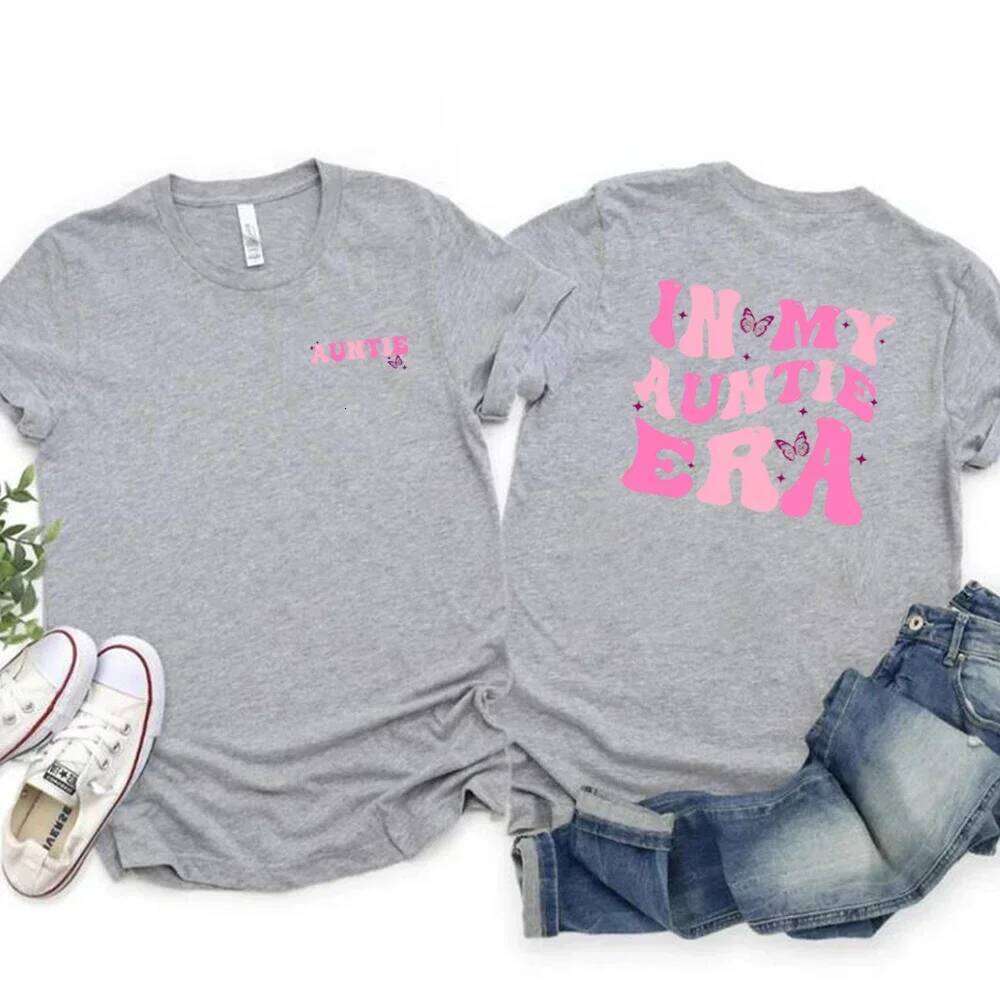 In My Auntie Shirt Era Shirts Funny Tshirt Baby Announcement for Aunt Tees Trendy Harajuku Casual Tops Y2k Top XJ260306