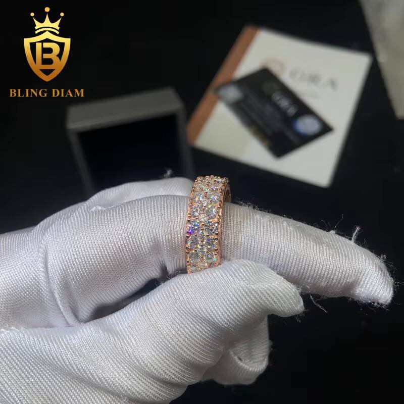 925 Sterling Silver Moissanite Ring Full Diamond Ring Iced Out Moissanite HipHop Style Jewelry Ring Pass Diamond Test with GRA