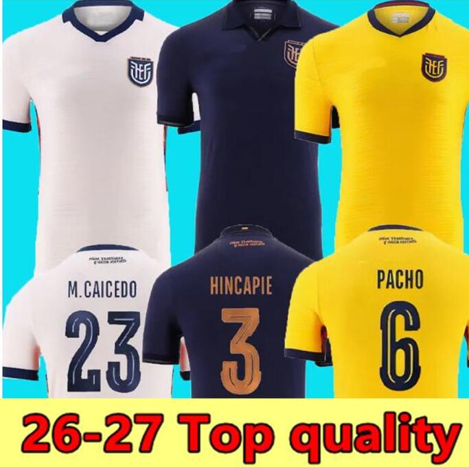 26/27 Ecuador E.VALENCIA soccer jerseys ESTUPINAN CAICEDO CENTRAL FRANCO IBARRA GRUEZO 25 26 27 uniforms home away third yellow blue adult mens football shirts