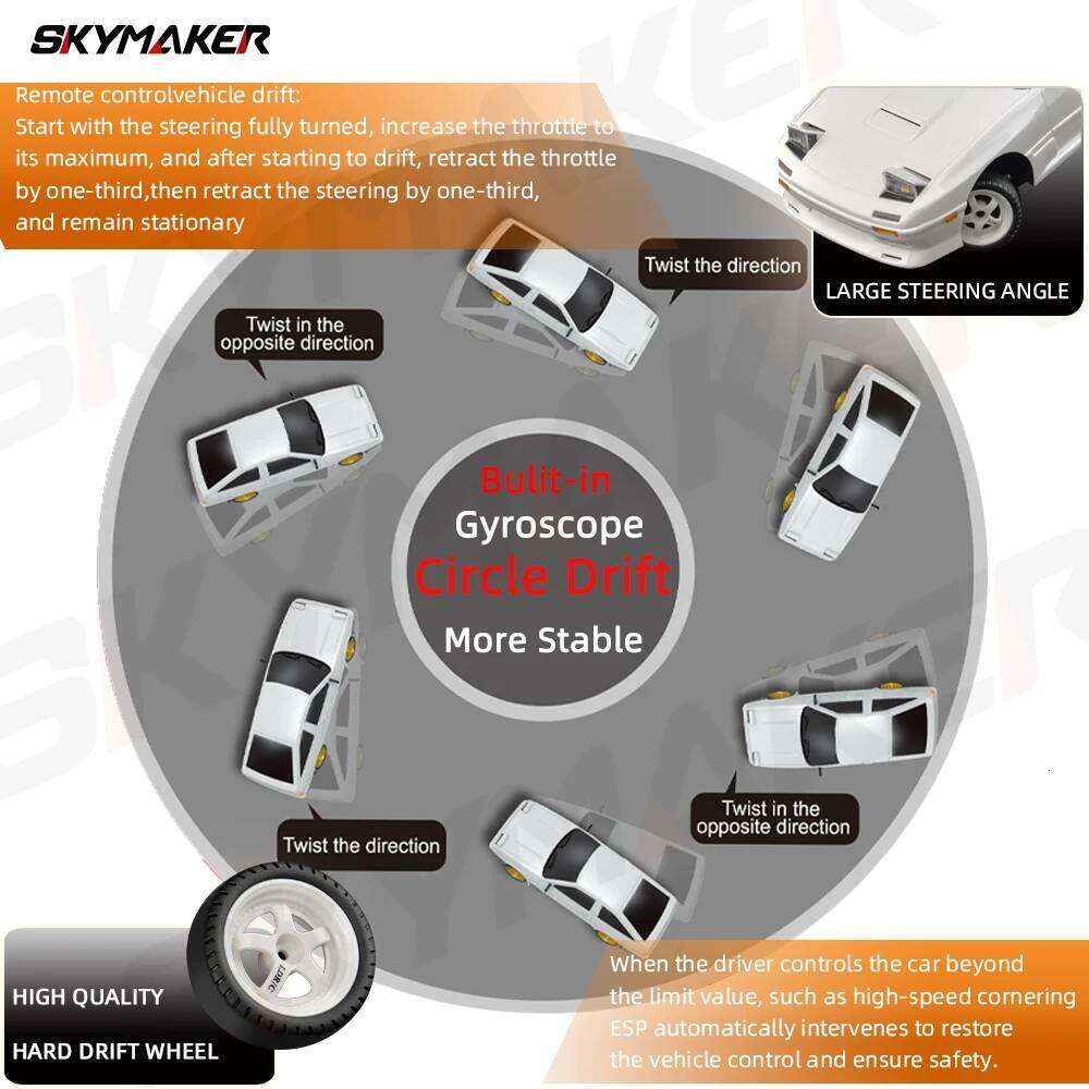 Skymaker AE86 Model LD1801 RX-7 FC LD1802 1:18 Drift 1/18 2.4G Remote Control ESP Gyroscope LED Mini RC Racing Car Toys C260306