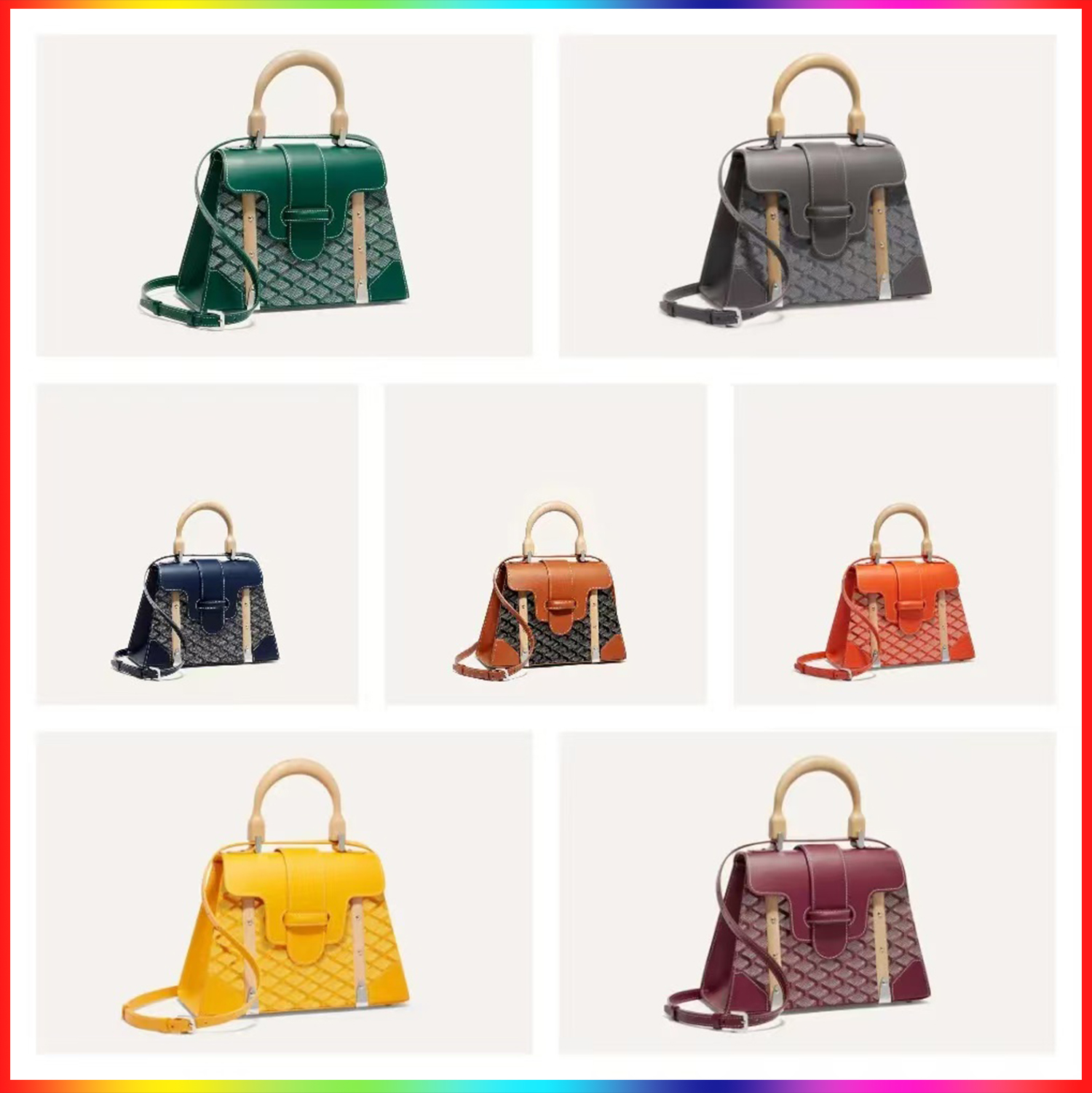 10A Classic Saigon bags Luxury designer makeup bag women's large capacity handbags high quality genuine leather travel crossbody bag top wooden handle shoulder bag