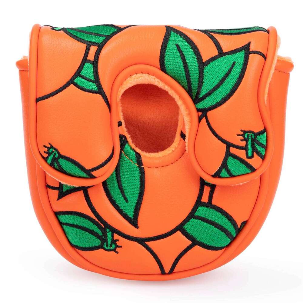 Exquisite Embroidery Orange DF3 Mallet Putter Headcover with Magnetic Closure Club Covers Leather Mal 26Y0309