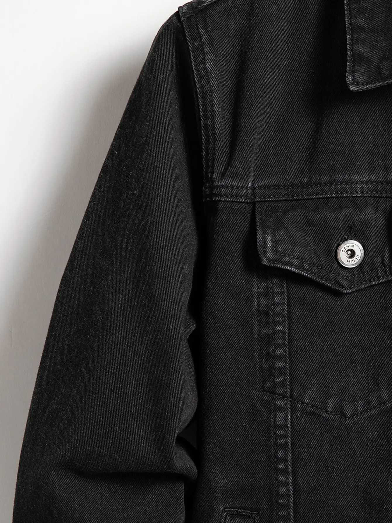 Mens denim jacket for spring and autumn Black-collar denim coat Suitable for daily casual wear Stylish simple and trendy s86 M260309