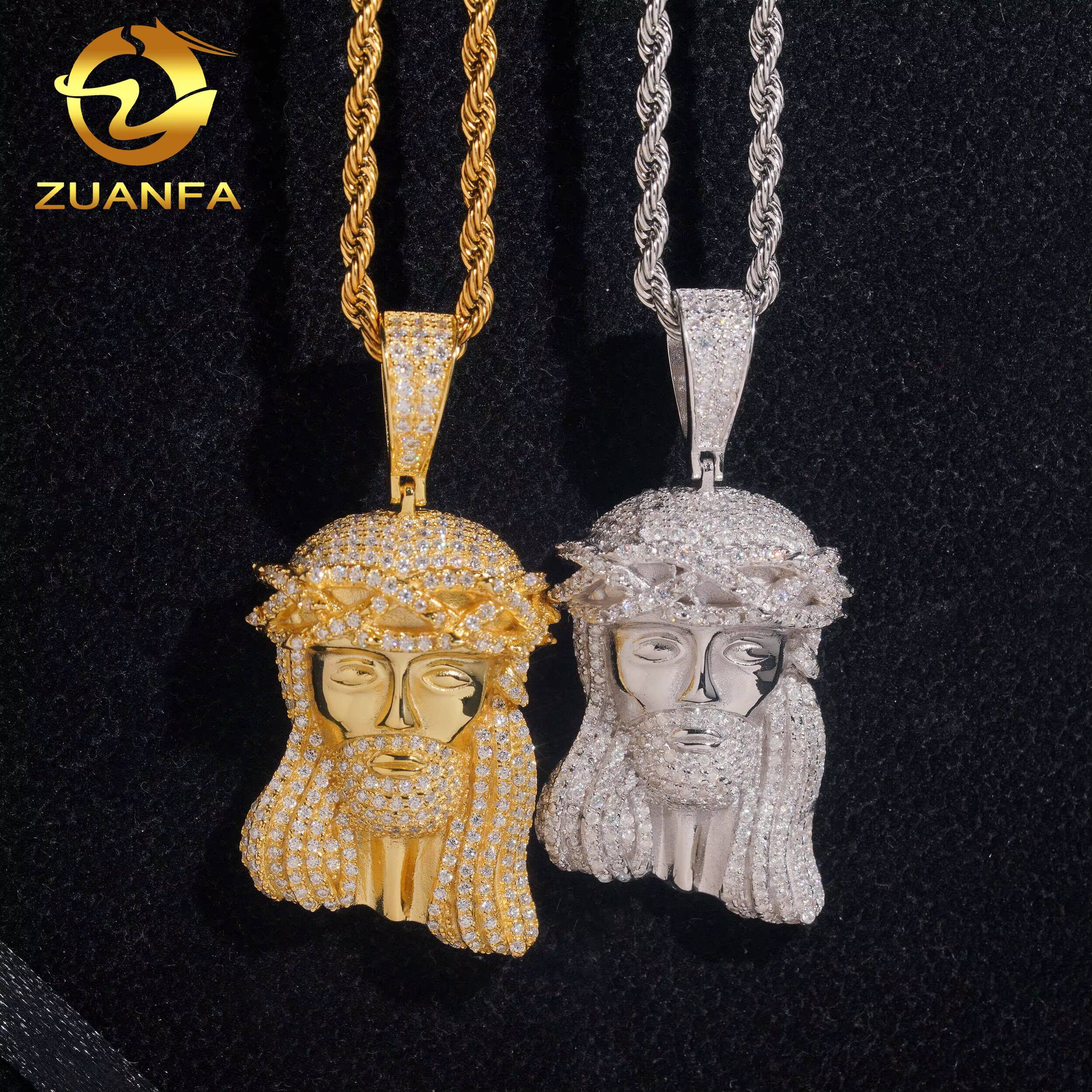 Jesus Head Pendant Moissanite Hip Hop Jewelry Iced Out Sterling Silver 925 Moissanite Custom Hip Hop Pendant