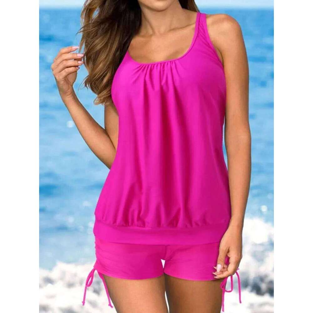 5XL Large Plus Size Swimsuit Women Tankini 2025 Sexy Bikini Two Pieces Set High Waist Swimwear Female Bathing Suit Beach Bathers XJ260206