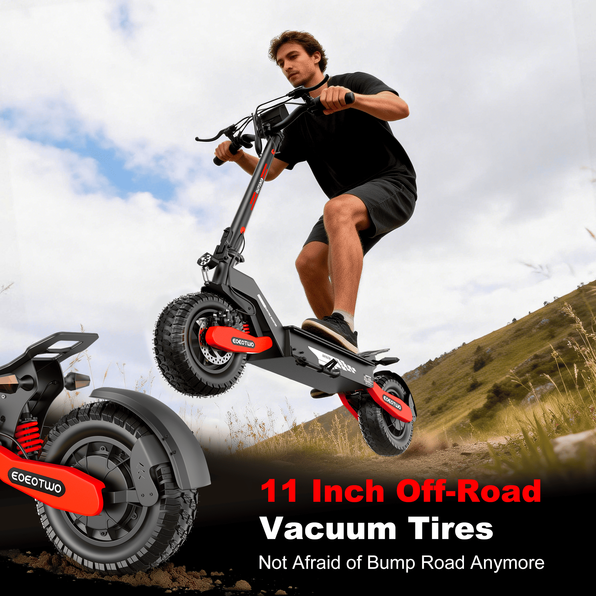 1200W Electric Scooter for Adults, O'ff R'oad Fast E Scooter, Up to 31 MPH Top Speed & 16/41 Miles Long Range, 11" Off-Road Tires, 330l