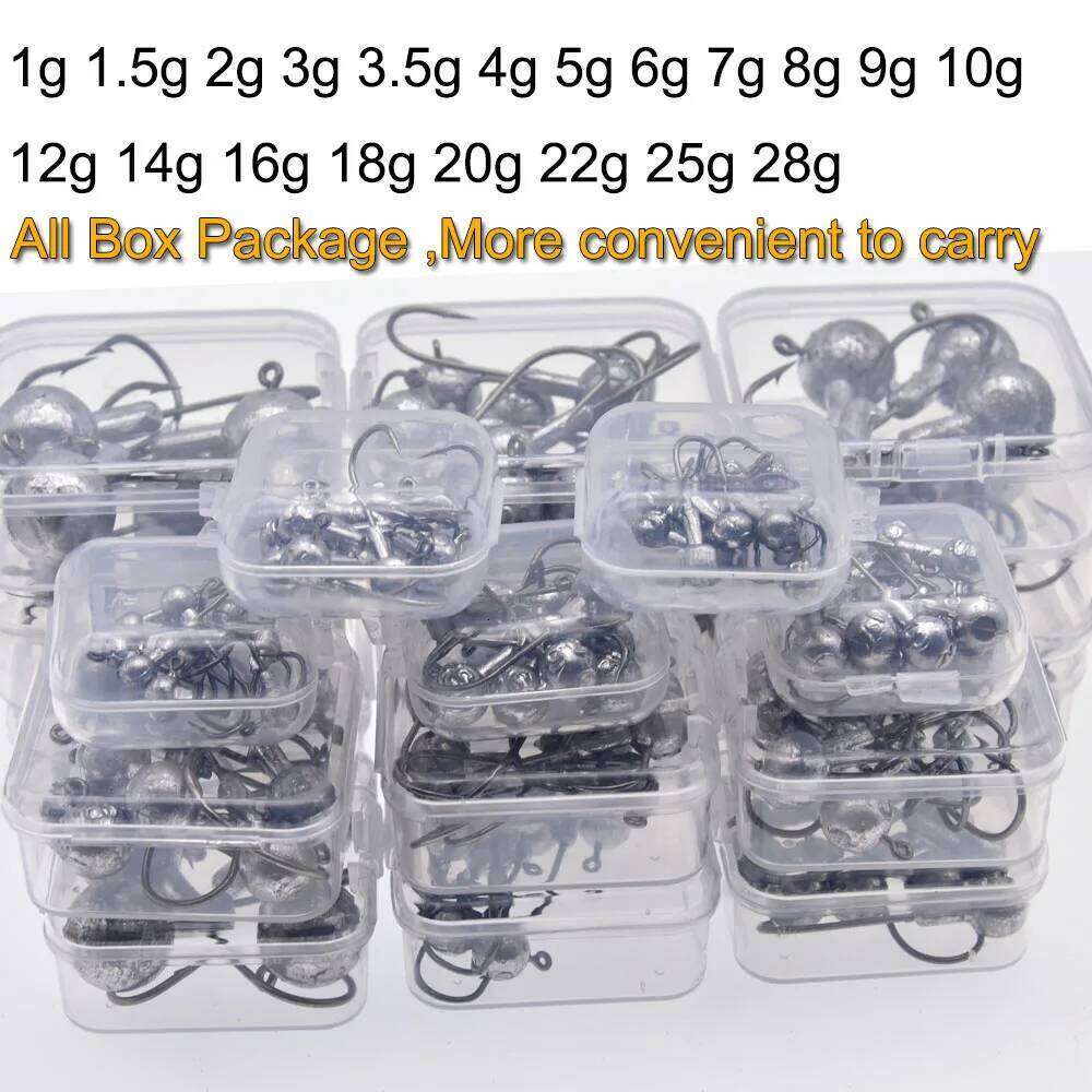 MrLurion1g 2g 3g 4g 6g 10g 25g 1Box jigging head hooks , all kinds of fishhooks,high quality fishing tackle for softbait S260305