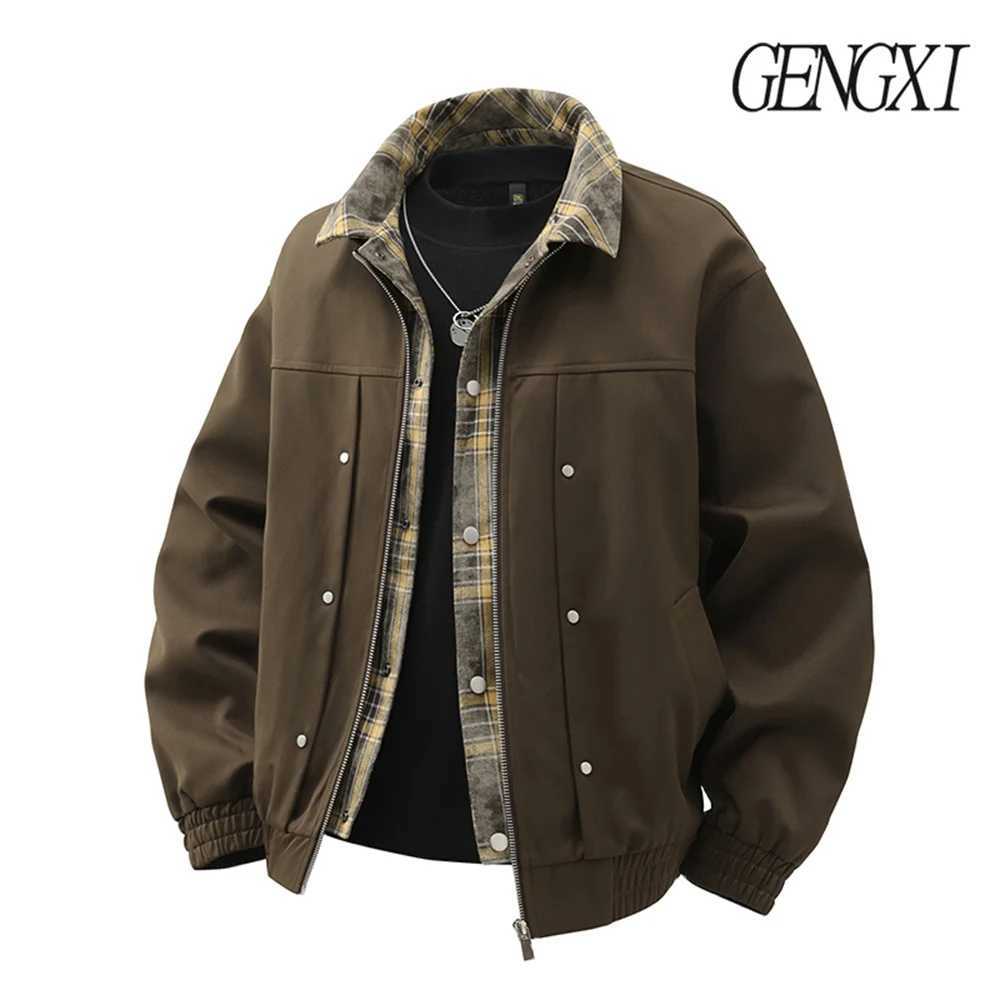 Fall New Arrival Fake Two-Piece Lapel Jacket High-Street Vintage Deconstructed Design Windbreaker Casual Fashion Mens Wear M260309