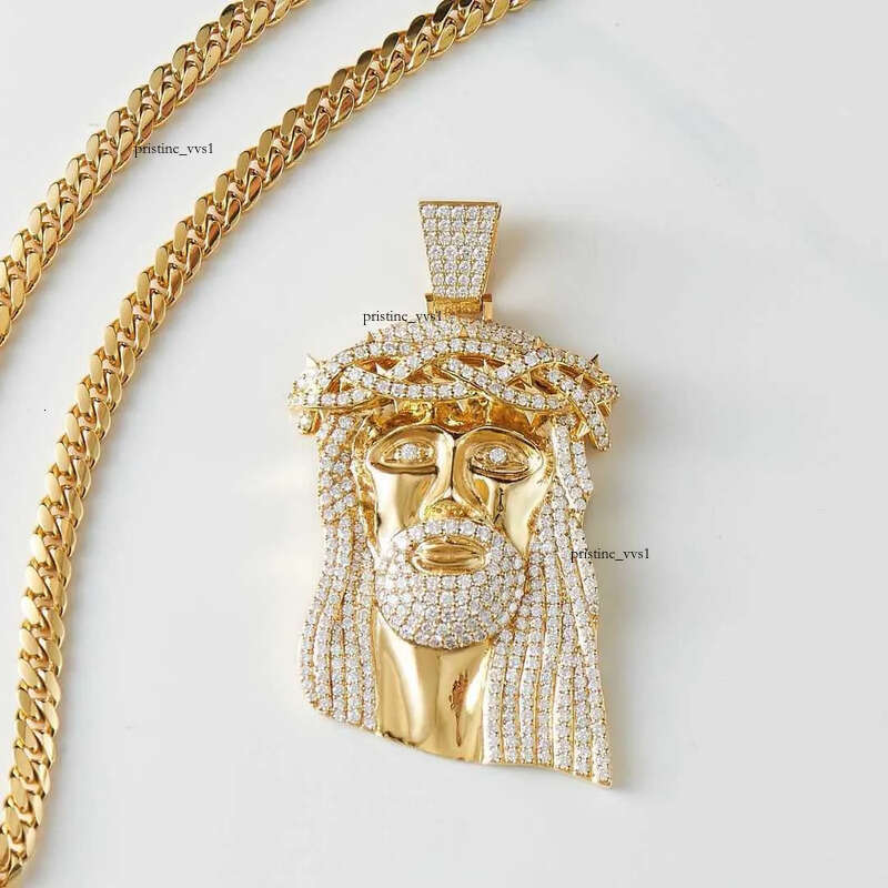 2020 Mens Sier 10k Solid Gold Iced Out Moissanite Hip Hop Jewelry Jesus Piece Charm Pendant for Necklace