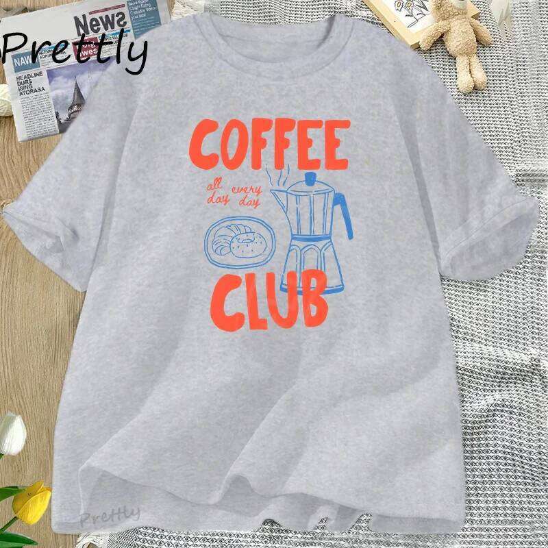 Club Shirt Women Funny Coffee Lover Retro Tshirt Trendy Cotton Short Sleeve Tee Harajuku Graphci T Shirts Streetwear XJ260306