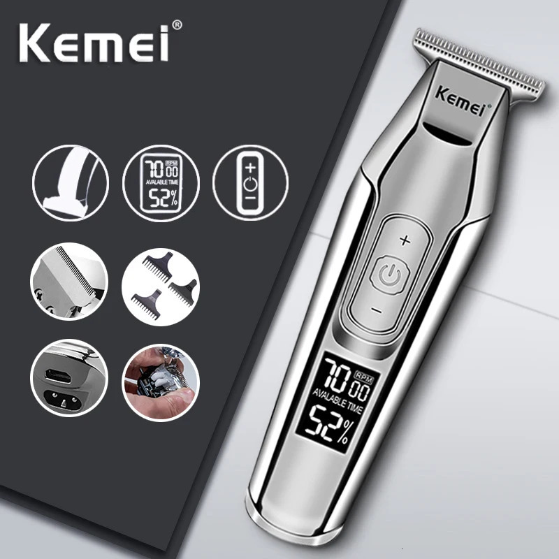 Kemei 5027 Barber Hair Trimmer Zero Gapped Cordless Edge Hair Clipper Close-cutting Machine for Lining Dry Shaving LCD Display 260207 - view 4