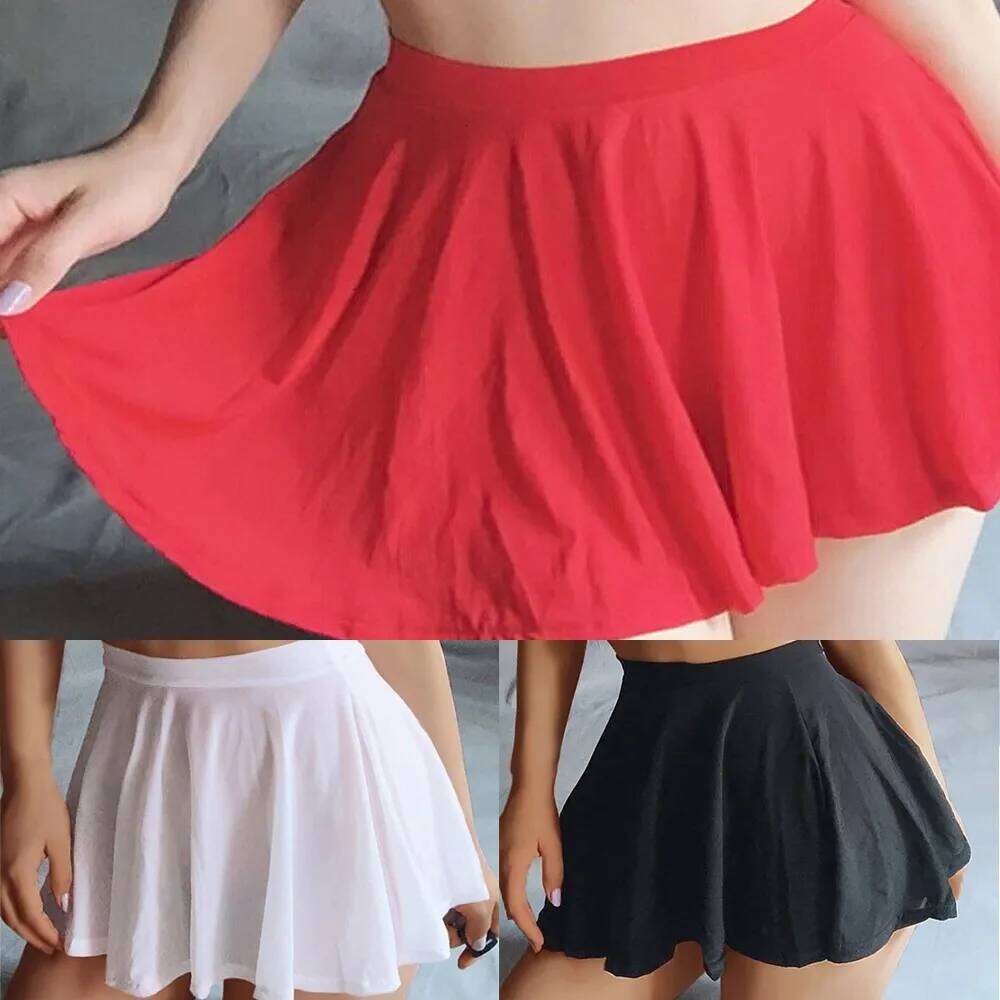 Women Sexy Pleated See Through A-Line High Waisted Costume Lingerie Sheer Skirts Casual Thin Simple Women's Mini Skirt XJ260309
