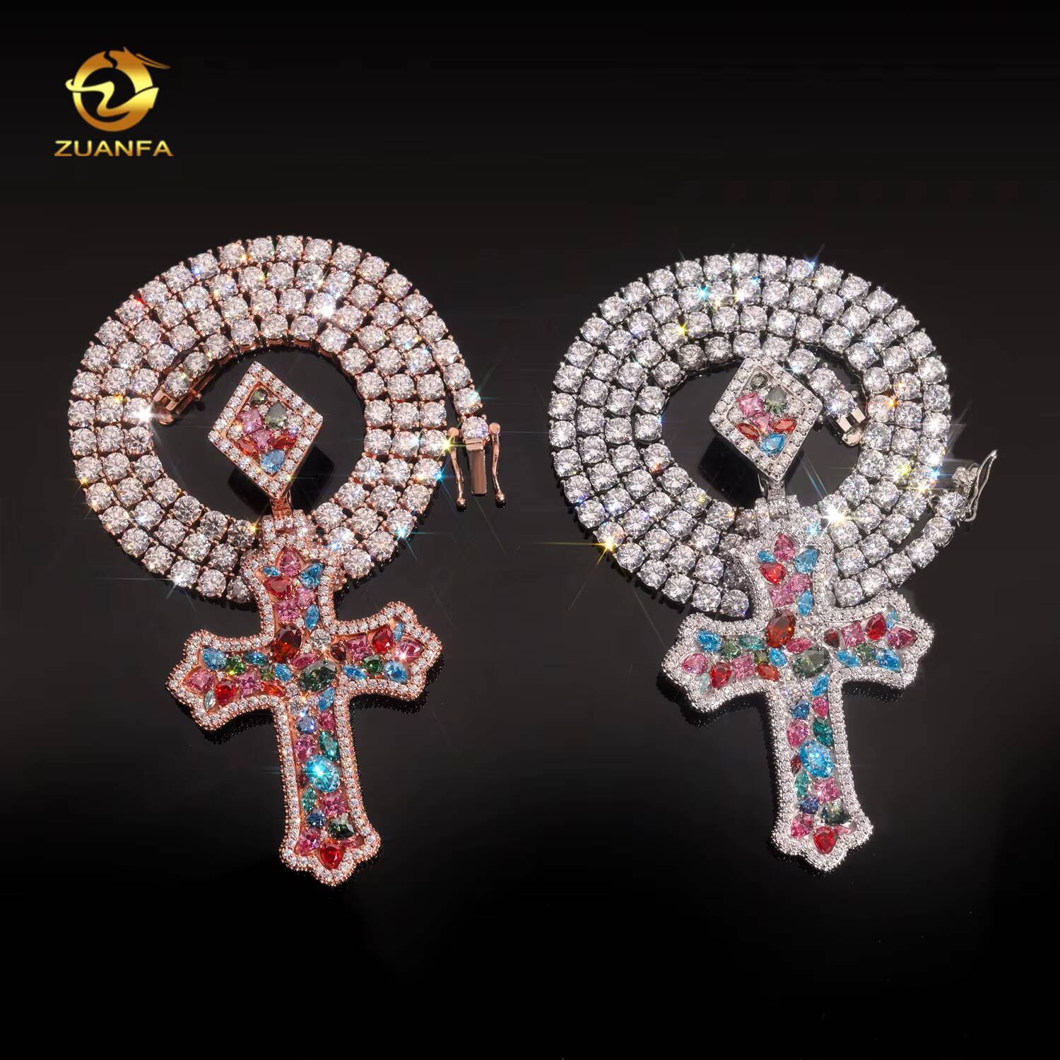 Luxury Cross Pendant Moissanite Hip Hop Jewelry Iced Out Pendant 925 Silver Color Moissanite Cross Pendant