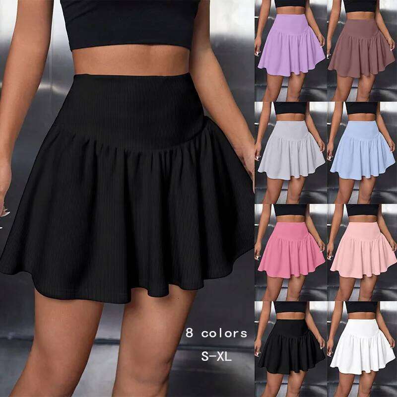 Sexy Halter Short Summer Solid Color Y2K Style Folding Slim High Women's Casual Mini Skirt XJ260309