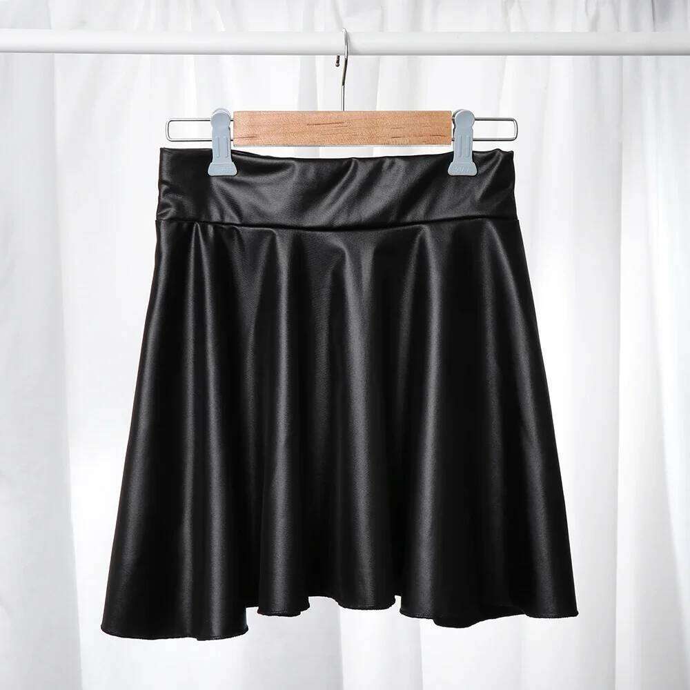 New Style Faux Leather Textured Half For Women Versatile Basic A-Line Umbrella Sexy And Slim Mini Skirt XJ260309