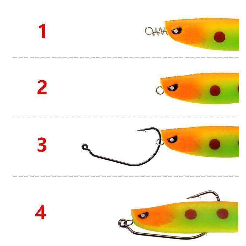 Worm Hook with Lock Stitch Soft Lure Bait Single Hooks Grub Fishhook Texas Rig Accessories Lot 10 Pieces S260305