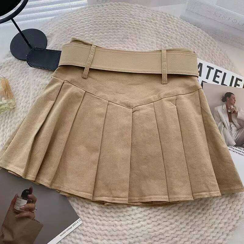 Pleated Skirts Women Korean Style Fashion High Waist Hotsweet Solid All-match Summer Students Chic Streetwear Vintage Popular XJ260309