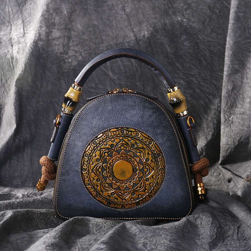 Luxury Shoulder Bags Totes Hobo Genuine Leather New Cross Border Retro Women S Handbag Chinese Style Single Crossbody Top Layer Cowhide Shell Bag SENY