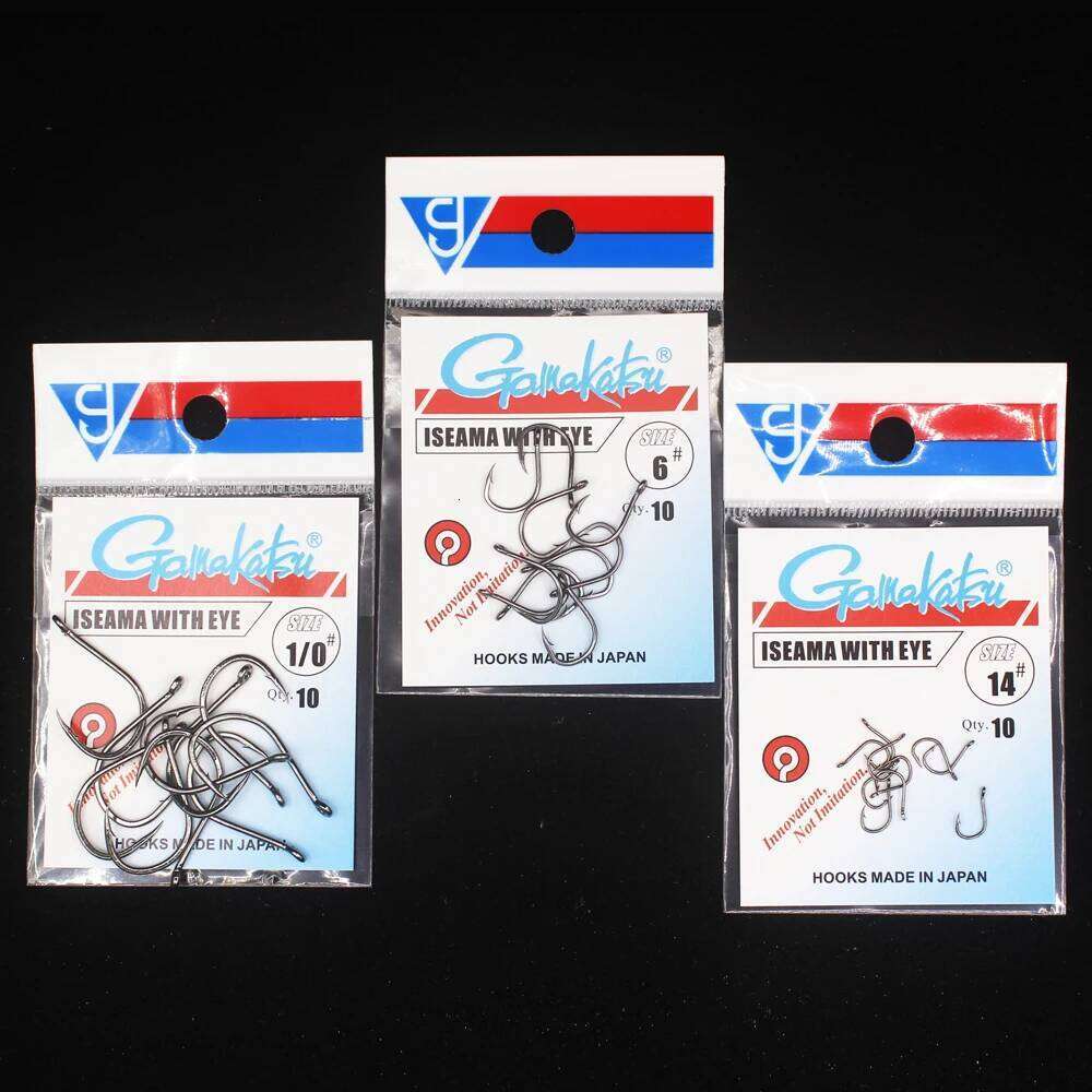 Gamakatsu 10pcs/lot Iseama 1/0#-14# Hooks Carp Hook High Carbon Steel Sea Fishinhook Fly Fishing Accessories Tackle S260305