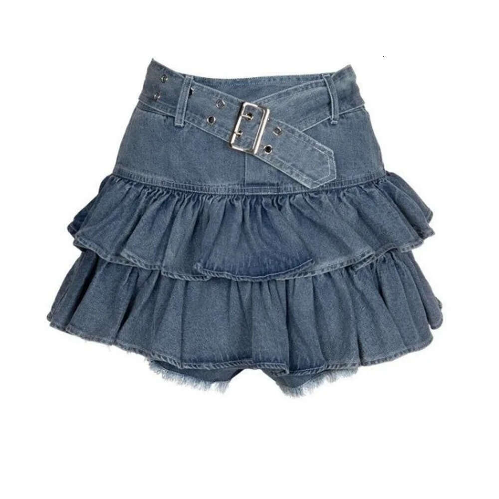 Sweet Denim Skirts Women 2025 Faldas Mujer De Moda High Waist A-line Ruffles Jupe Fashion Korean Saia Casual Summer Mini Skirt XJ260309