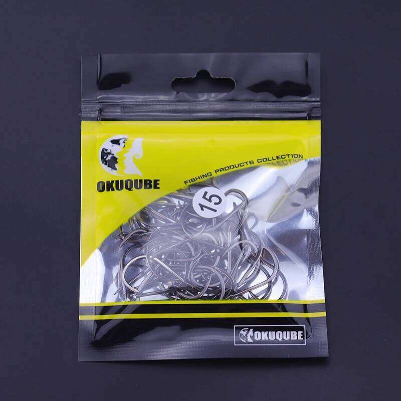 50pcs/lot Fishing Set Coating High Carbon Stainless Steel Barbed Black Color Carp Fish Hooks Sharped Flattened Fishhook S260305