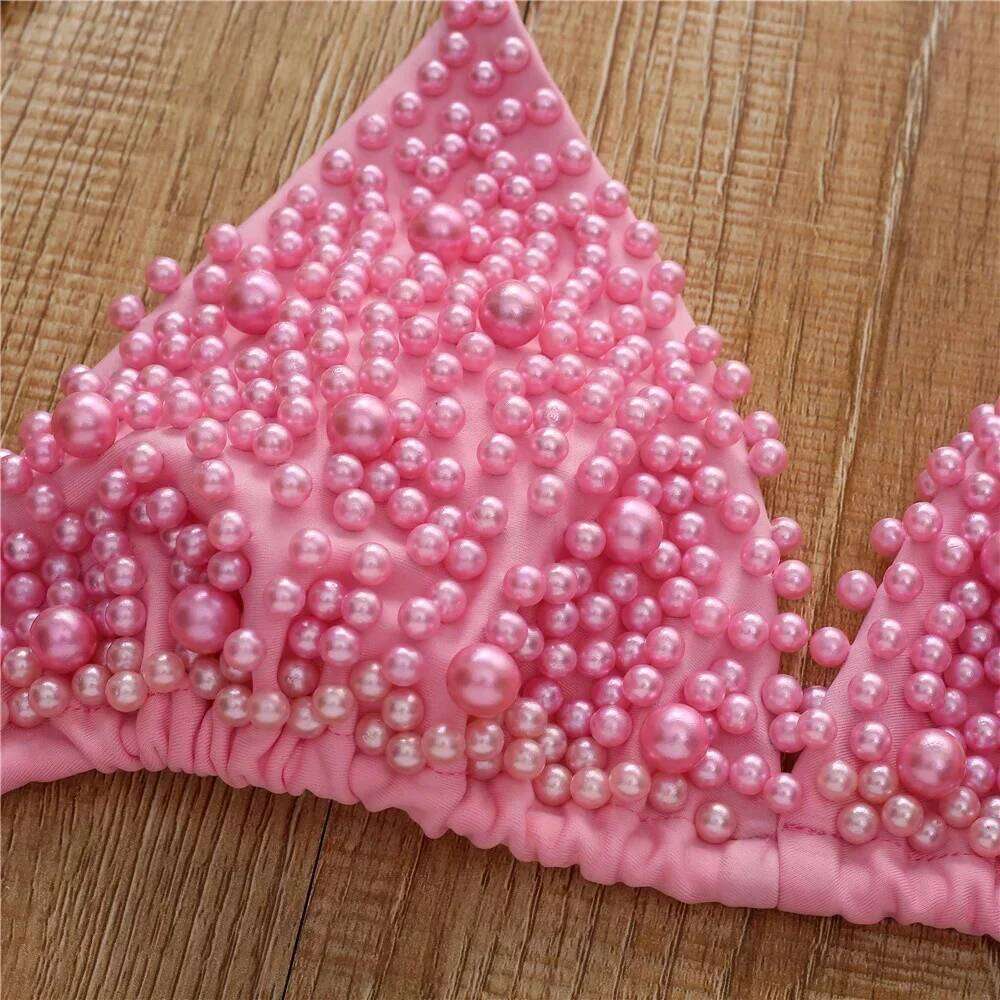 Pearl Bikini String Thong Swimsuit Kawaii Y2K Swimwear Trend Women Two Piece Bathing Suit Beachwear Bikinis Set Vacation Outfits XJ260206