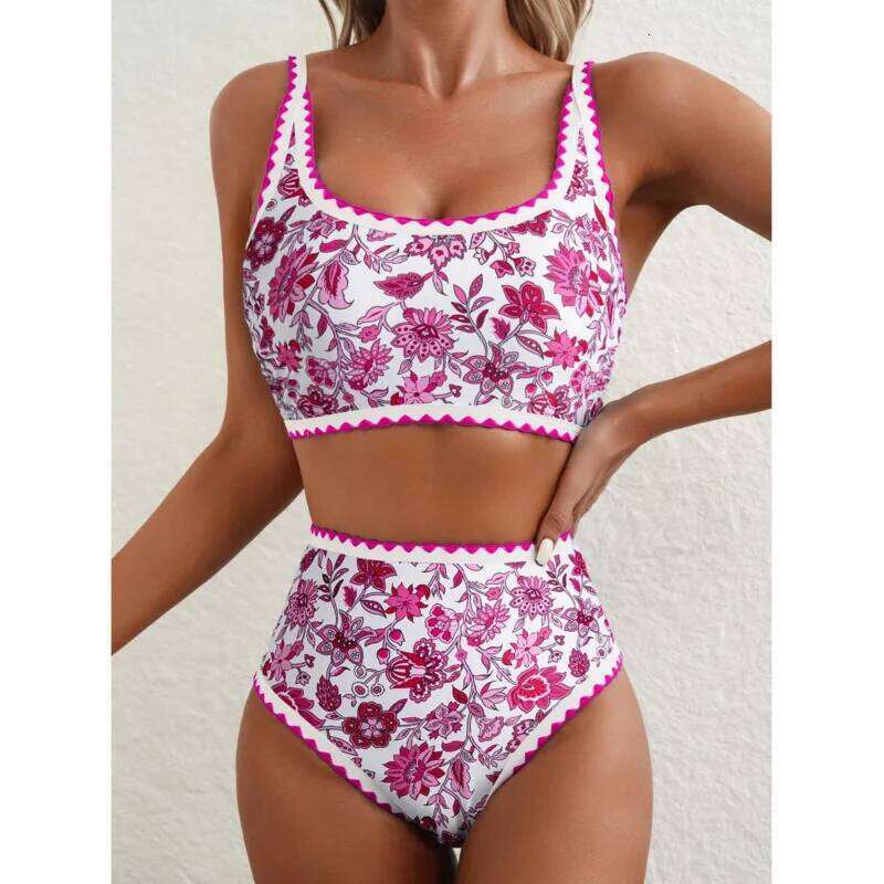New Sexy Bikinis Print Swimsuits Women's Swimwear Push Up Female Beach Swim Wear Bathing Suits High Waist Bikini Set Pool Bather XJ260206