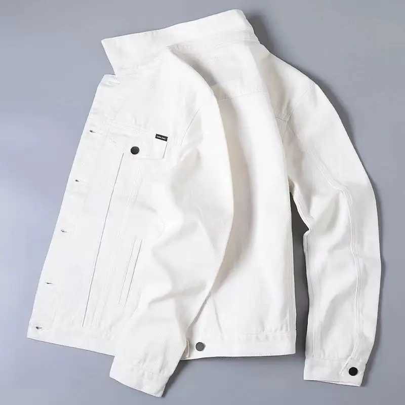 Casual Denim Coat Mens and Womens Spring and Autumn Models Mens Clothing 2024 New Simple White Lapel Jacket Trendy Top M260309