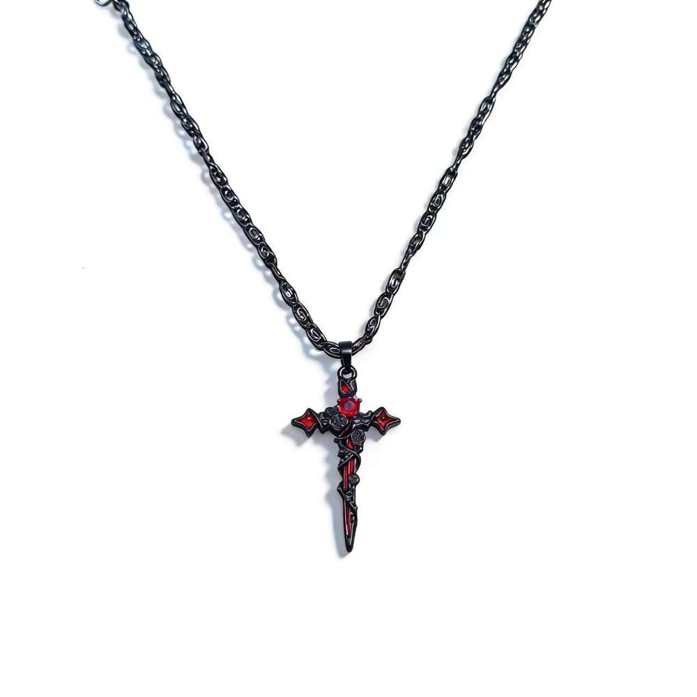 Womens Jewelry Earrings stud black and white cross red heart gem pendant earrings gothic punk style personality unique earrings suitable for dating pa - view 9
