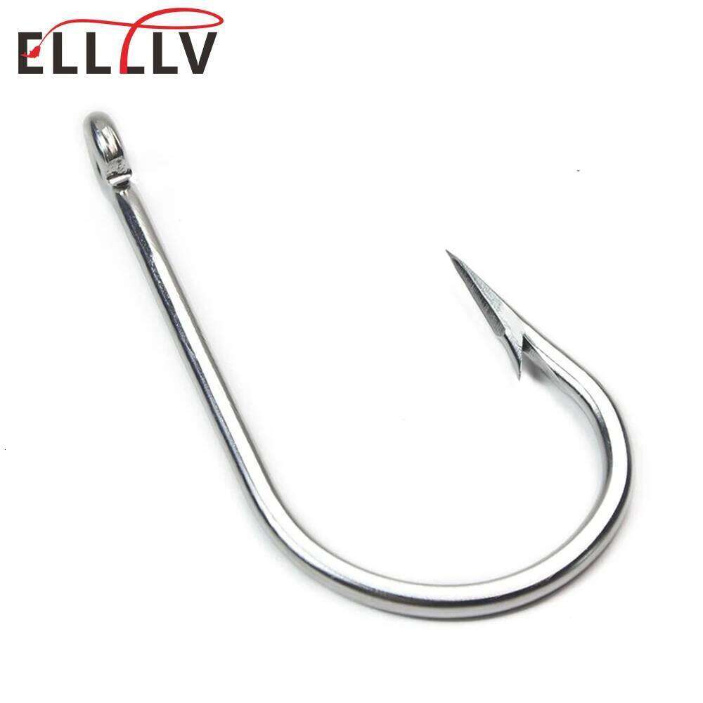 Ellllv 5/0 -13/0 Sea J Shape Hook Large Size Stainless Steel Fishhook for Chunking Jigging Tuna Shark Trolling Fishing S260305