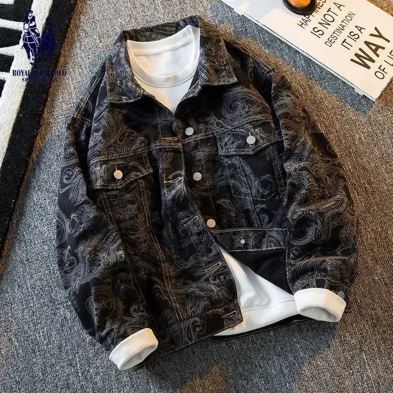 Clothing Cashew Flower Printed Vintage Stylish Retro Jacket for Men Casual Designer and Cotton Fabric Streetwear Jacket M260309