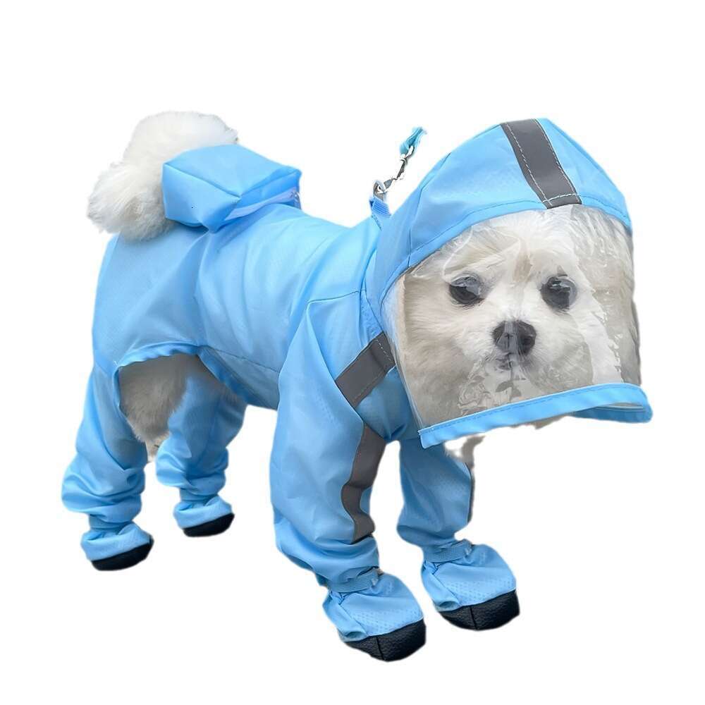 Famous brand Tractionable Four Legged Raincoat Waterproof Full Coverage with Legs for Small Breeds Bichon Teddy Pet Rainy Day Dog Clothes pupakaIK