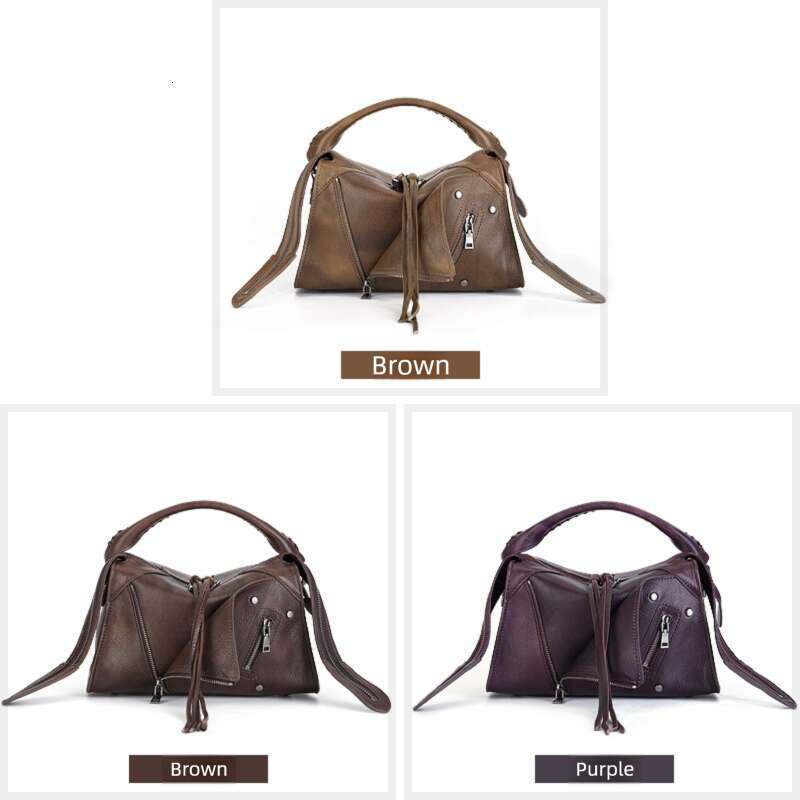 Luxury New Style Personalized Top Layer Cowhide Vintage Turn Down Collar Genuine Leather Tassel Small Square Single Crossbody Large Capacity Women S B