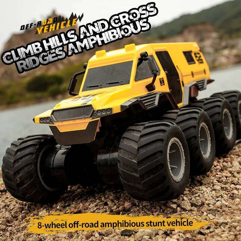 JJRC Q137 8x8 2.4G Remote Control Car 8wd Off-road Amphibious Stunt Vehicle 8-Wheel Speed Racing Truck Waterproof Crawler Toys C260306
