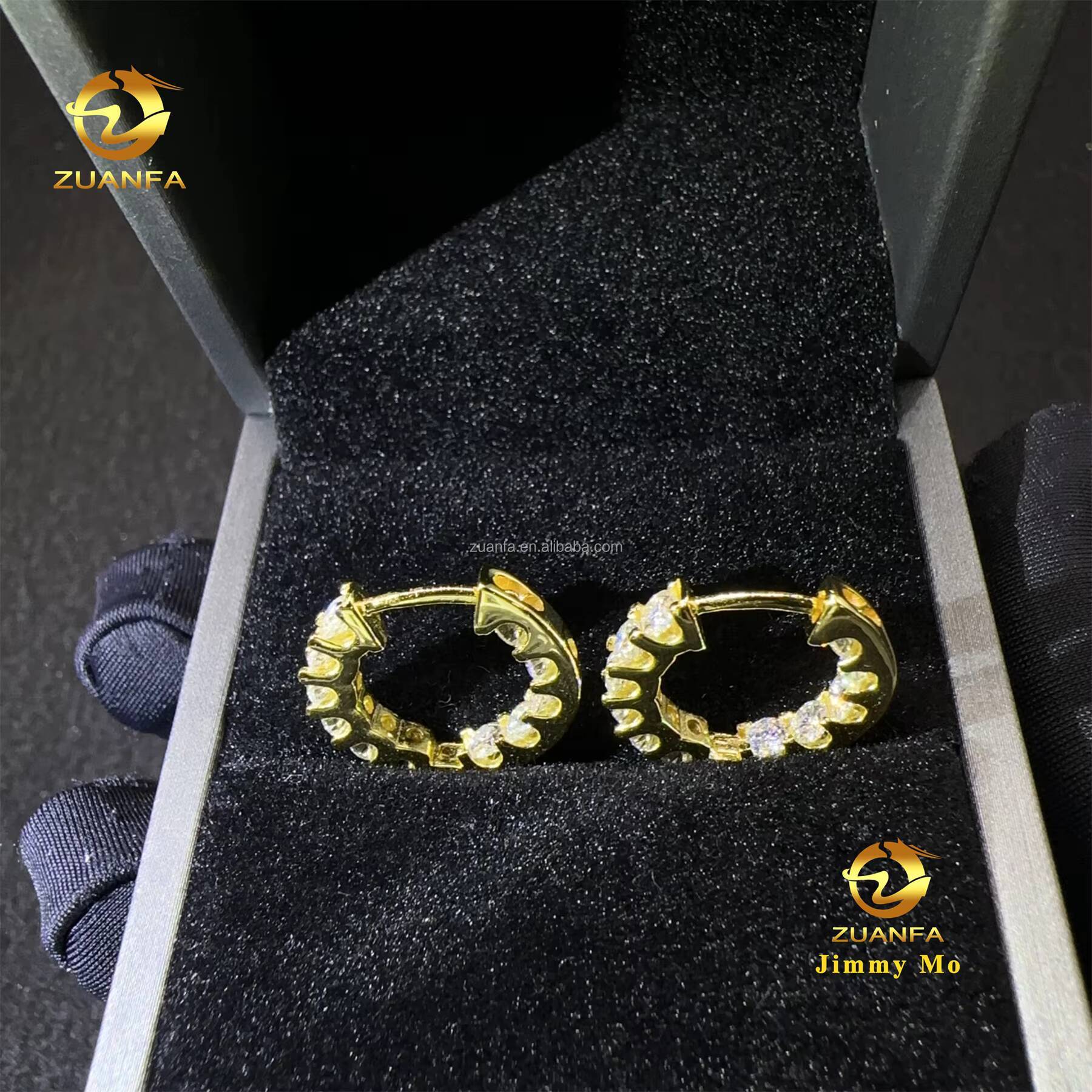 New Trendy Fashion Pass Diamond Tester Hip Hop Iced Out Style Jewelry 925 Silver VVS1 Moissanite Diamond Hoop Earrings Man