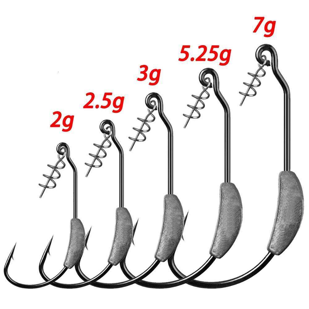 10PCS Jig Crank Head Barbed Hook 2g 3g 5.25g 7g Texas Rigs Spring Lock Pin for Soft Lure Worm Offset Fishing Tackle Fishhook S260305