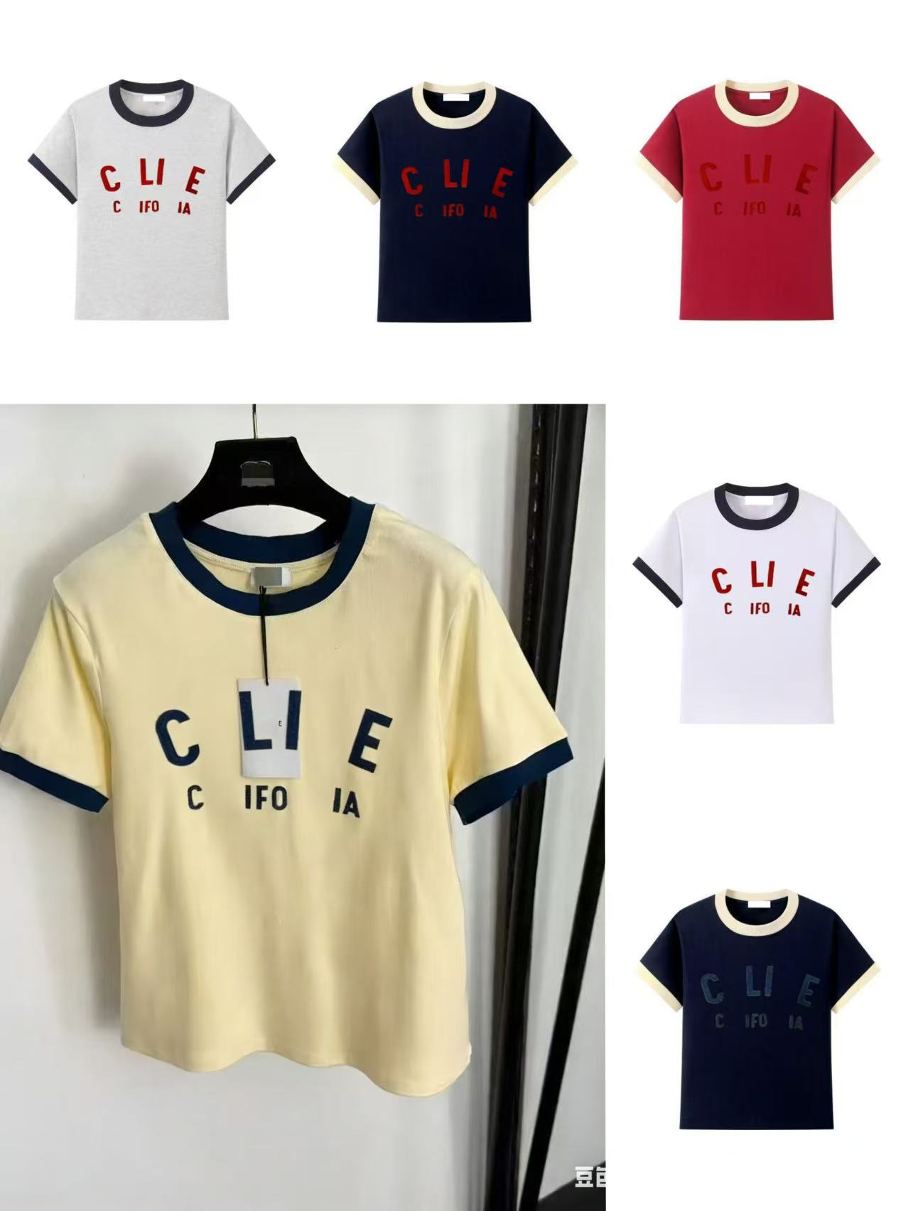 Summer new CE curved letter printed designer women's T-shirt casual short sleeved cotton T-shirt