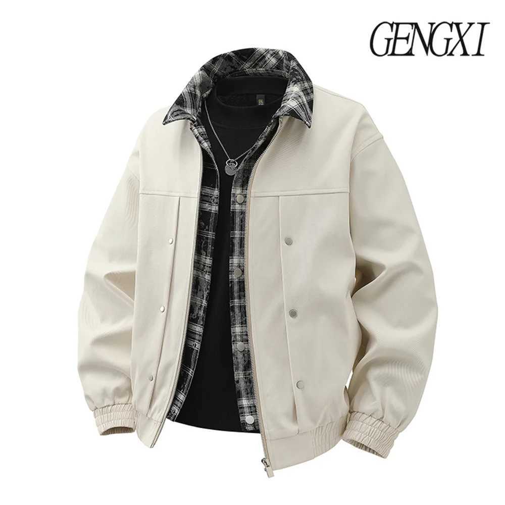 Fall New Arrival Fake Two-Piece Lapel Jacket High-Street Vintage Deconstructed Design Windbreaker Casual Fashion Mens Wear M260309
