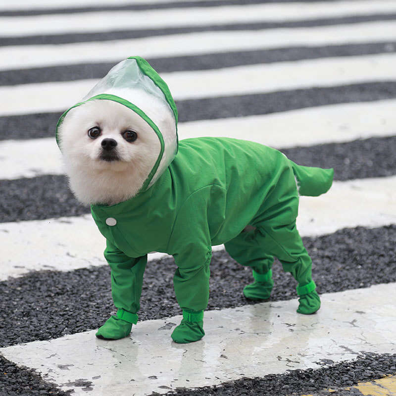 Famous brand Tractionable Four Legged Raincoat Waterproof Full Coverage with Legs for Small Breeds Bichon Teddy Pet Rainy Day Dog Clothes pupakaIK