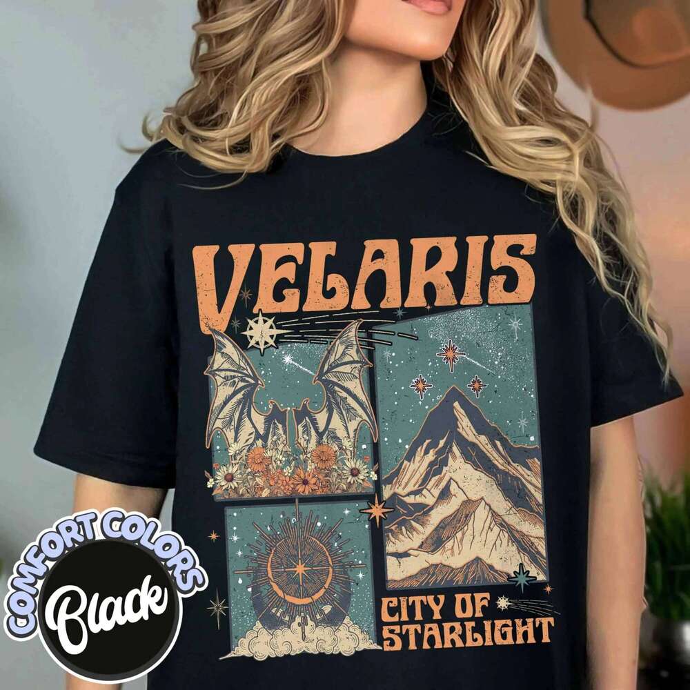 Velaris City Starlight Comfort The Night T- Bookworm Shirt Court of Thorns and Roses Acotar T-Shirt XJ260306
